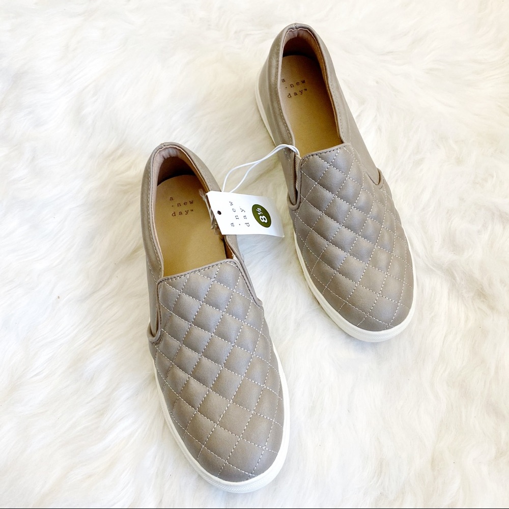 NWT A New Day Reese Grey Quilted Slip On Sneakers